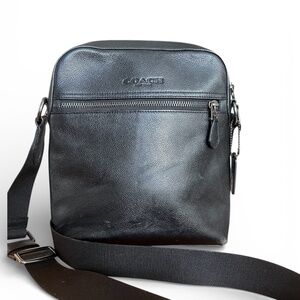 Authentic Coach Black Leather Crossbody Messenger Bag
